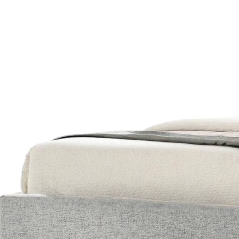 HomeRoots Brown and Gray Wood Upholstered Queen Bed Frame