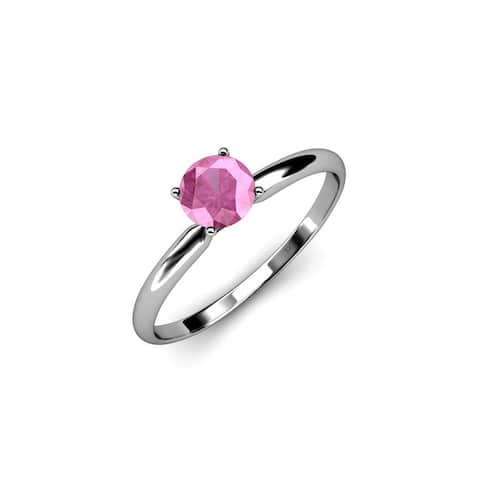 TriJewels Lab Cr Pink Sapphire 1/2ct Solitaire Engagement Ring 14K Gold