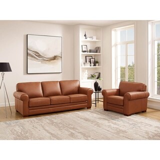 Hydeline Brookfield Top Grain Leather Sofa Set, Sofa and Chair