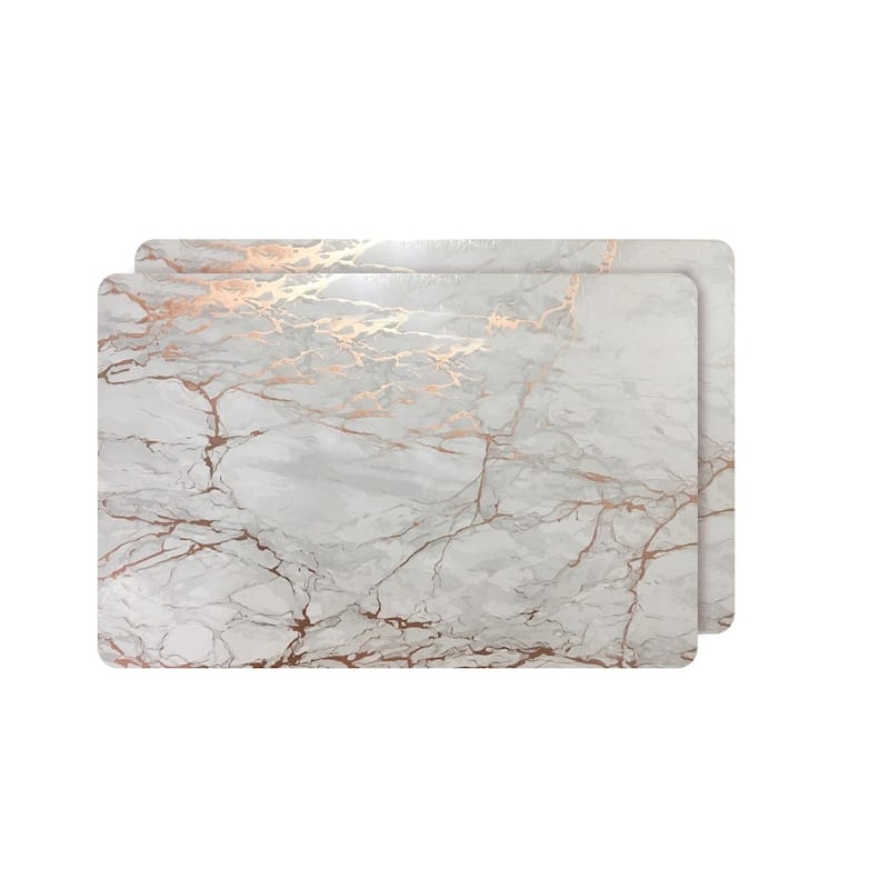 Dainty Home Marble Thick Cork Printed Rectangular Placemat Set - Set of 2 - Rose Gold - 12" x 18" Rectangle