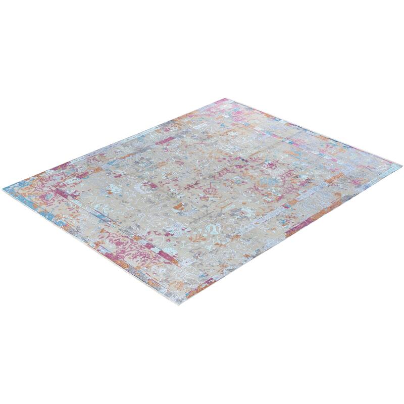 Ikat One-of-a-Kind Handmade Area Rug - Gray, 7' 10" x 10' 0" - 7' 10" x 10' 0"