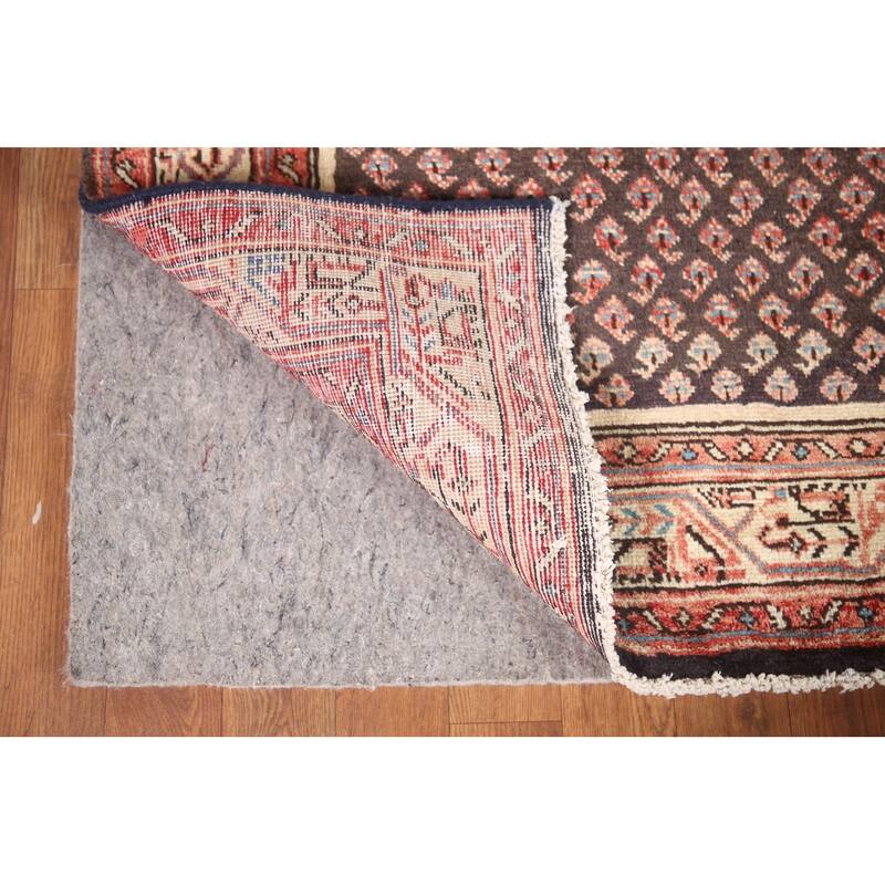 Hand Knotted Oriental 100% Wool Carpet Traditional All-Over Greys & Charcoal Botemir Runner Rug - 10' 4'' X 3' 4''