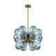 preview thumbnail 19 of 56, 18-Light Cluster Blue Glass Bubble Chandelier - 25in Wide Gold