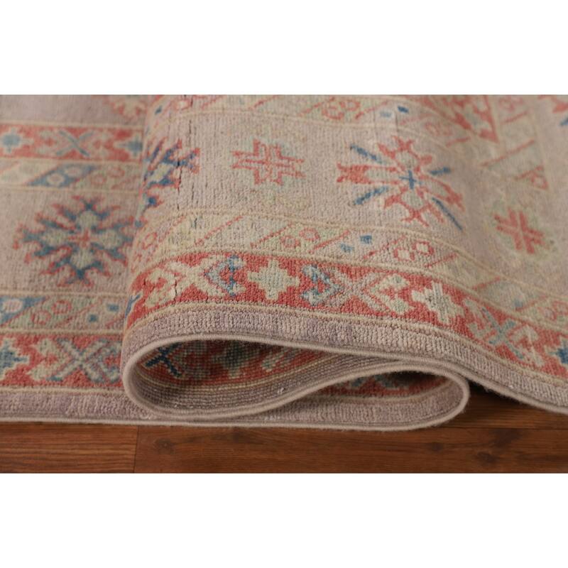 Geometric Kazak Oriental Area Rug Hand-Knotted Home Decor Wool Carpet - 8'1" x 9'10"