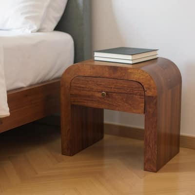 HomeRoots 16" Chestnut Solid Wood One Drawer Nightstand