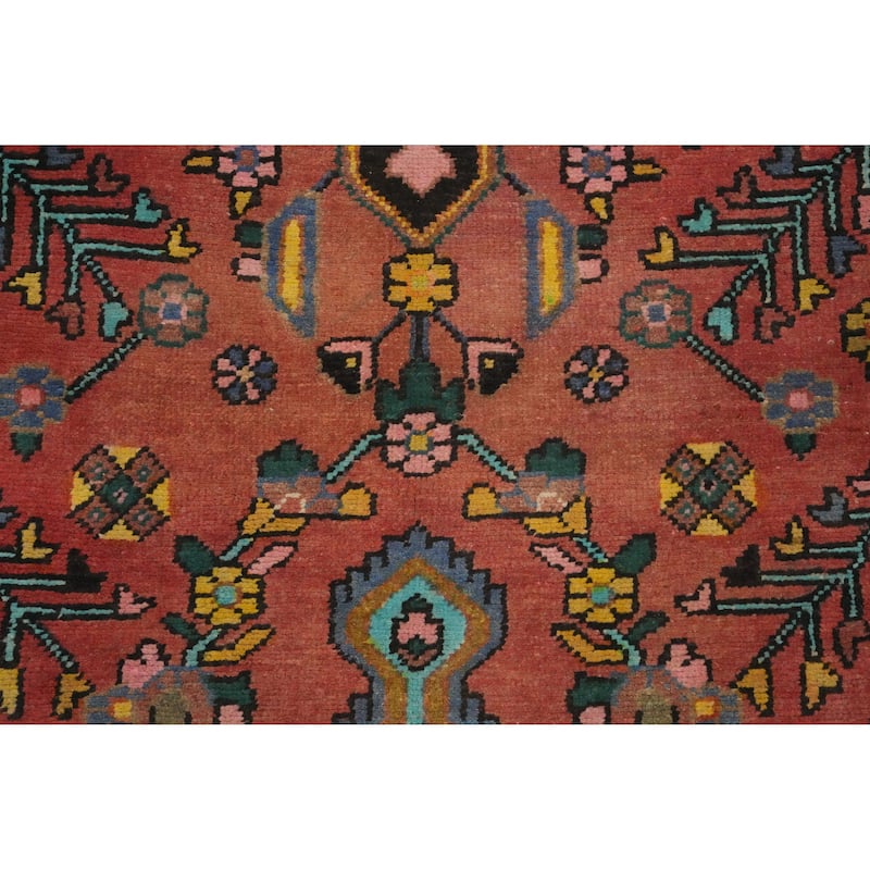 Hand Knotted Oriental 100% Wool Carpet Traditional Floral Oranges & Rust Lilian Runner Rug - 10' 6'' X 3' 5''