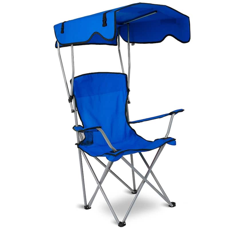 Foldable Beach Canopy Chair Sun Protection Camping Lawn Chair - Blue