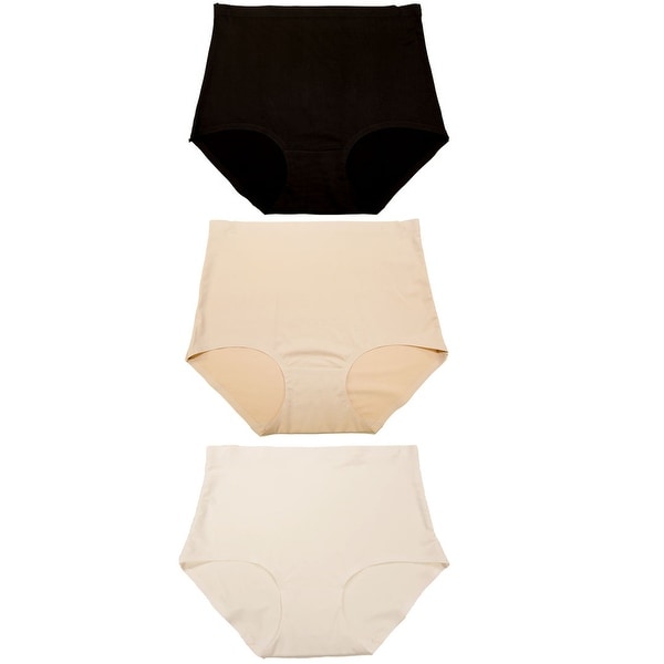 Women's 6 Pack Laser Cut High-Waisted Tummy-Control No-Show Briefs Panties