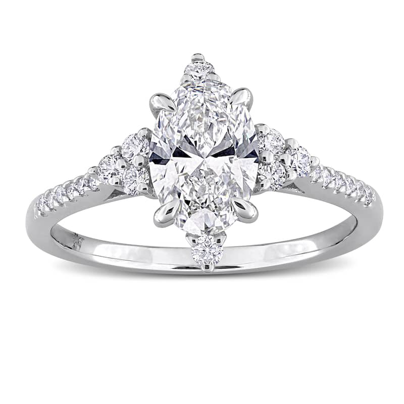 1 1/2ct TW Oval Round-Cut Lab-Grown Diamond Engagement Ring in 14k White Gold