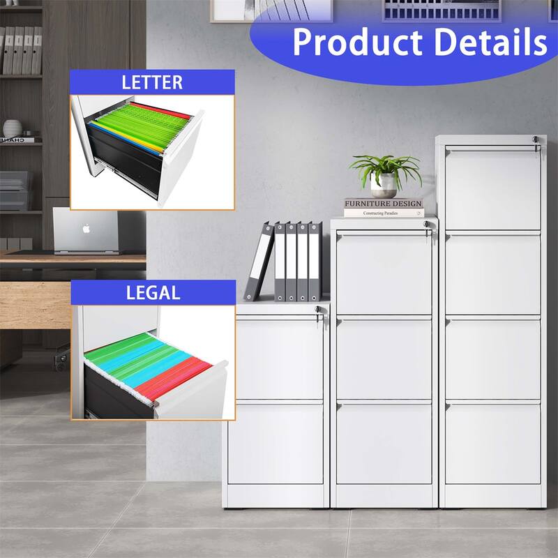2 Drawer Vertical File Cabinet w/Lock Office Home Steel File Cabinet