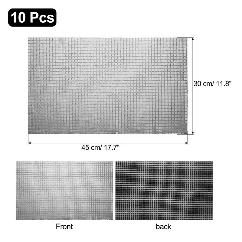 10pcs 11.8" x 17.7" Shiny Mirror Placemats Disco Table Place Mats - Black Silver