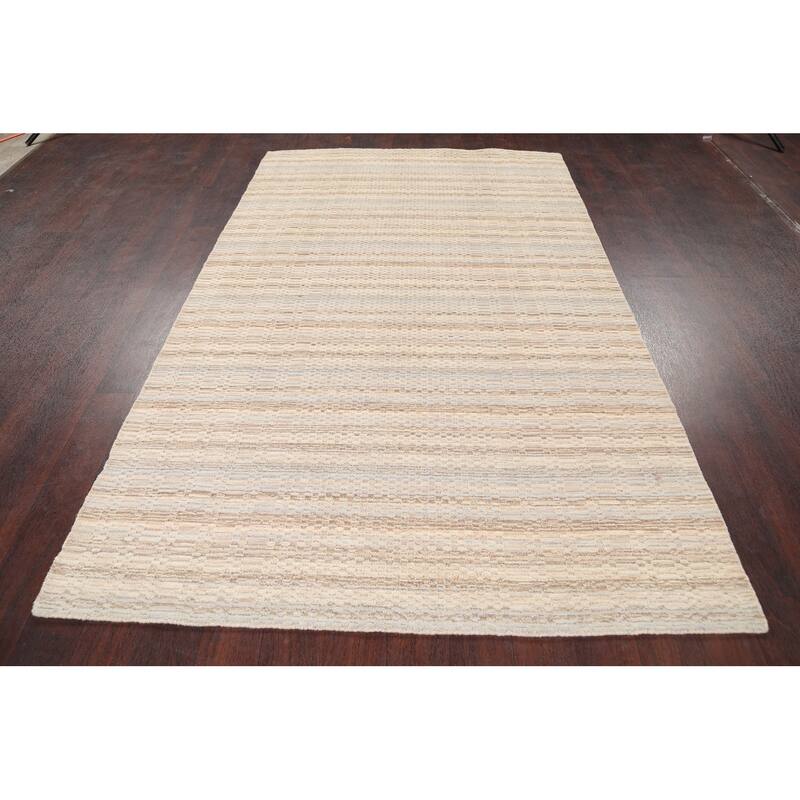 Modern Geometric Moroccan Oriental Area Rug Handmade Wool Carpet - 5'0" x 8'0"