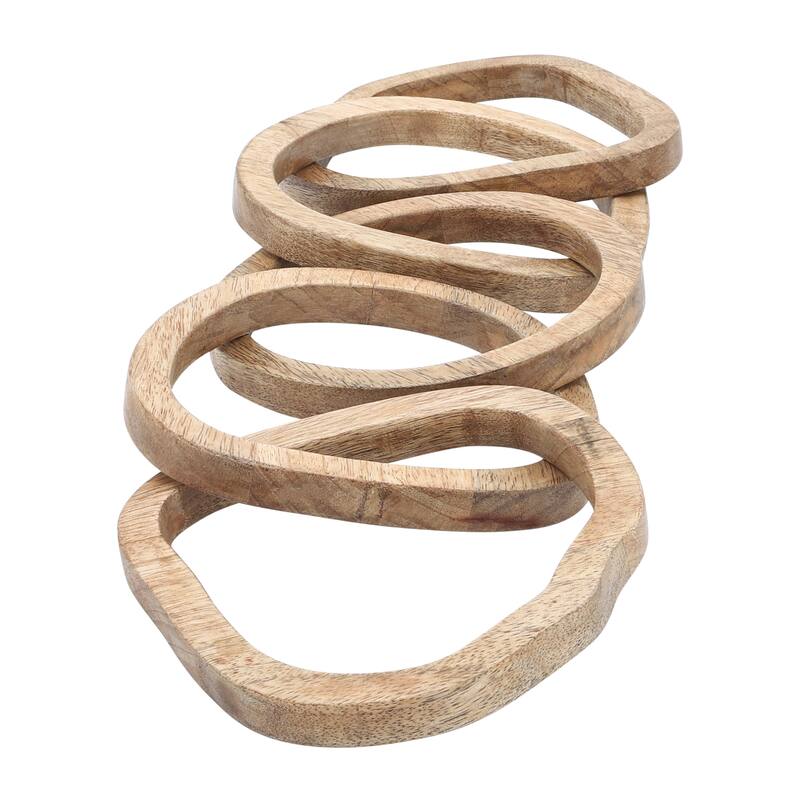 Sagebrook Home Wooden Link Sculpture Decor Contemporary Rustic Brown