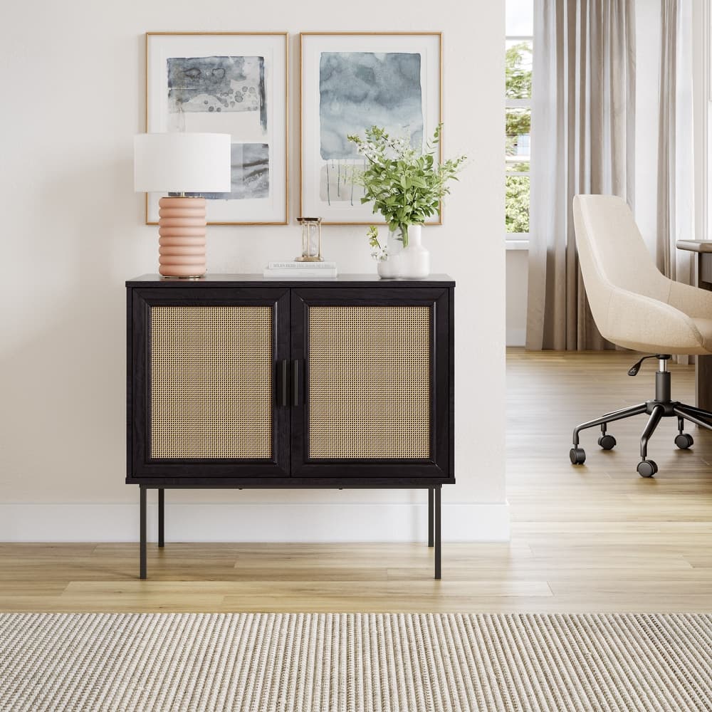 2-Door Rattan Sideboard Storage Cabinet