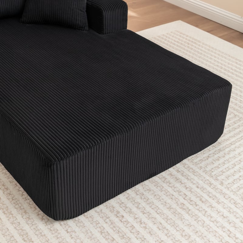 Oversized Chaise Lounge Chair, Upholstered Sofa Bed for Living Room, Corduroy Sleeper Couch Comfy Recliner Bedroom Reading Seat