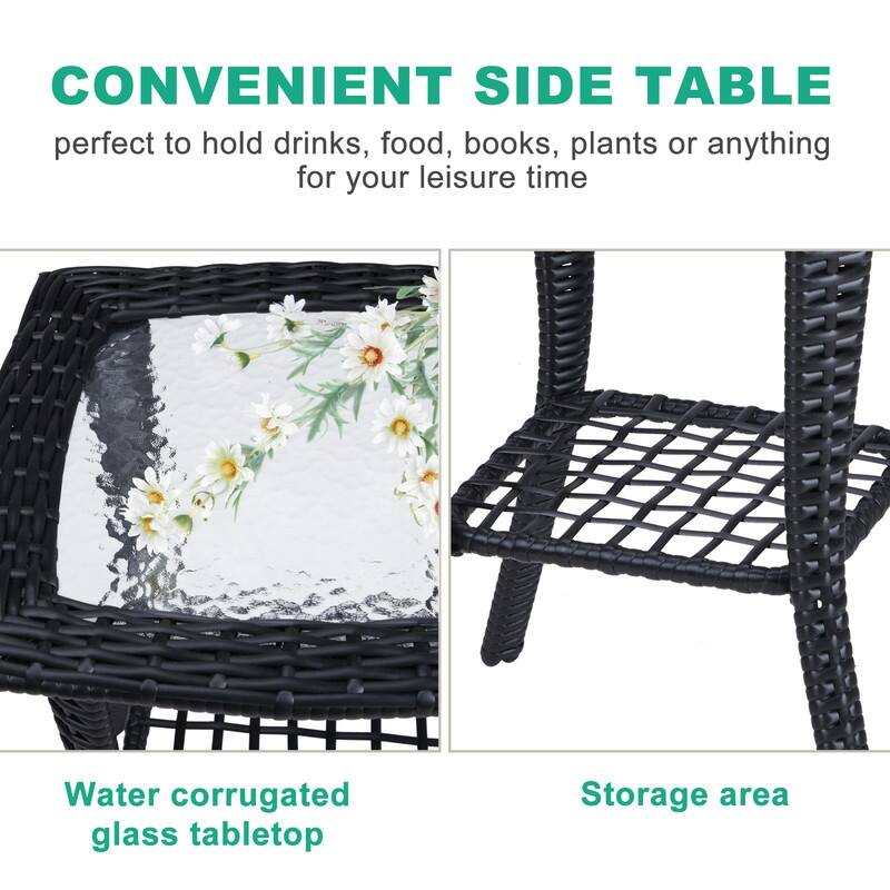 Patio 22 in. Wicker Side Table