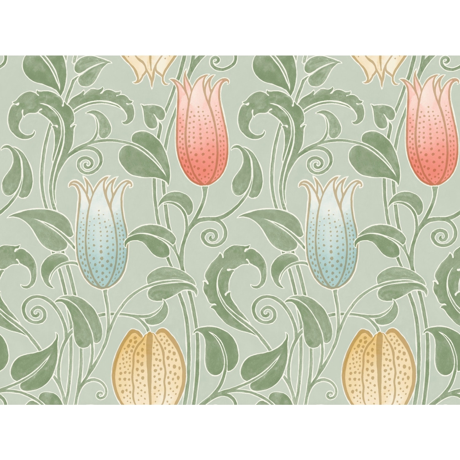 Ronald Redding Canterbury Bells Sage Wallpaper