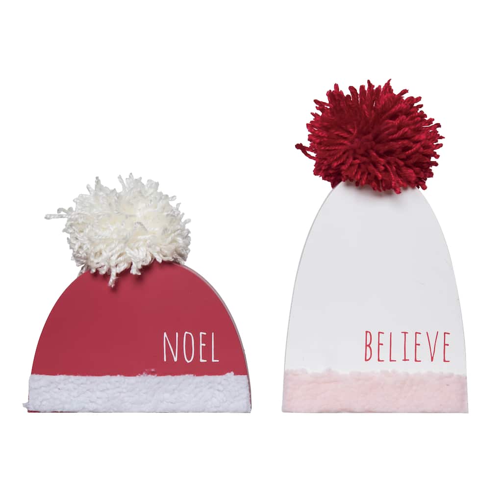 Transpac Wood 7.75 in. Multicolor Christmas Festive Tabletop Block Decor Set of 2