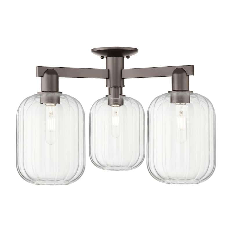 Innovations Lighting 716-3F-14-24 Preston Semi-Flush Cylinder Preston - Oil Rubbed Bronze / Clear