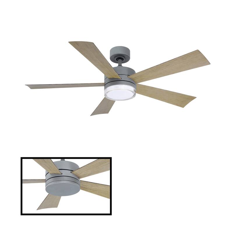 Wynd 52 Inch Five Blade Indoor / Outdoor Smart Ceiling Fan with Six Speed DC Motor and LED Light.