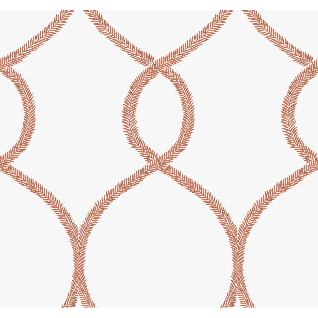 Ronald Redding Laurel Leaf Ogee Orange Wallpaper