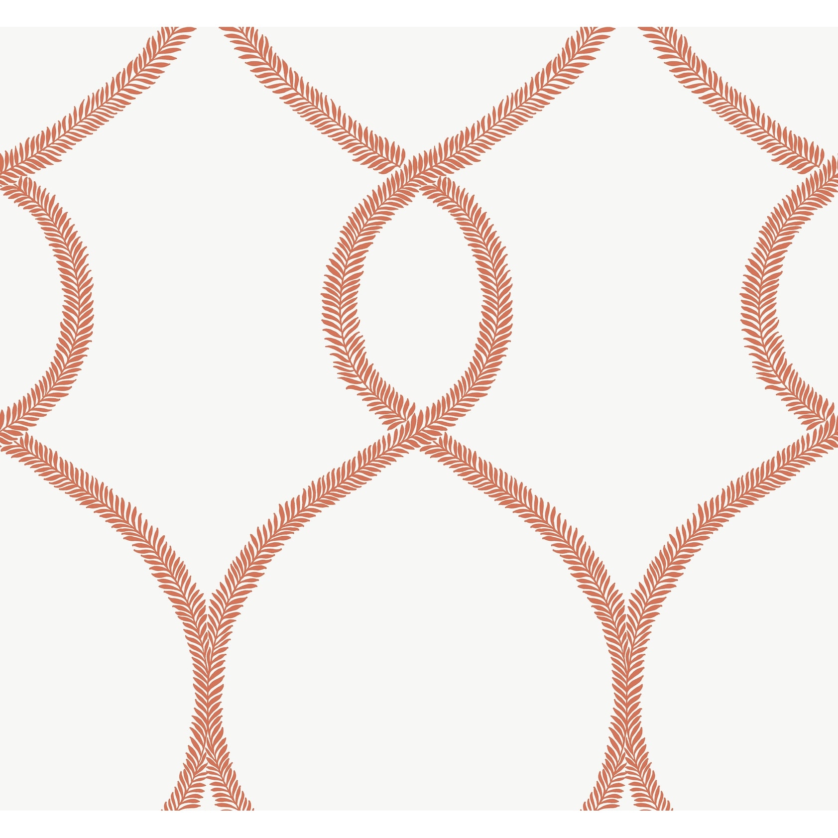 Ronald Redding Laurel Leaf Ogee Orange Wallpaper
