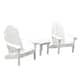 2 Classic Westport Adirondack Chairs and Side Table - White