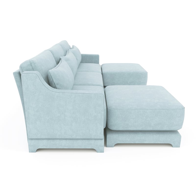 GDFStudio- Isolde Chenille Three-Seater Sofa with 2 Ottoman