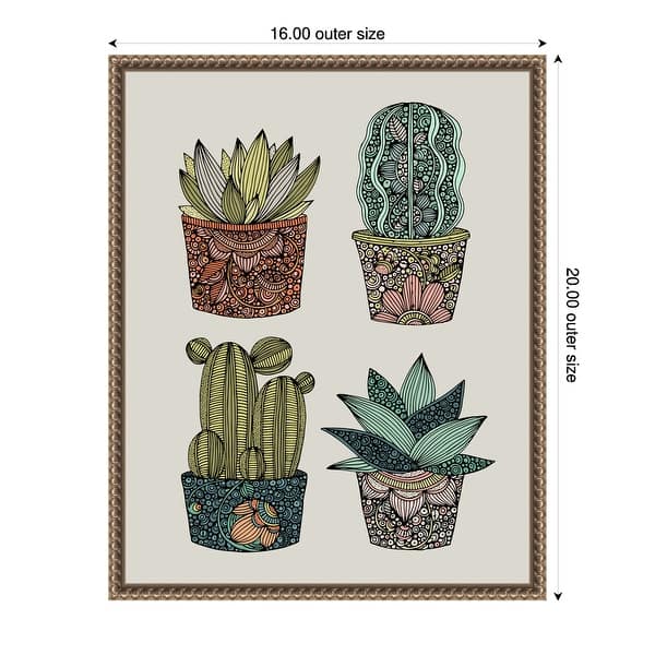 Boho Little Succulents by Valentina Harper Framed Canvas Wall Art Print -  Sylvie Beaded Gold - Bed Bath & Beyond - 42887685