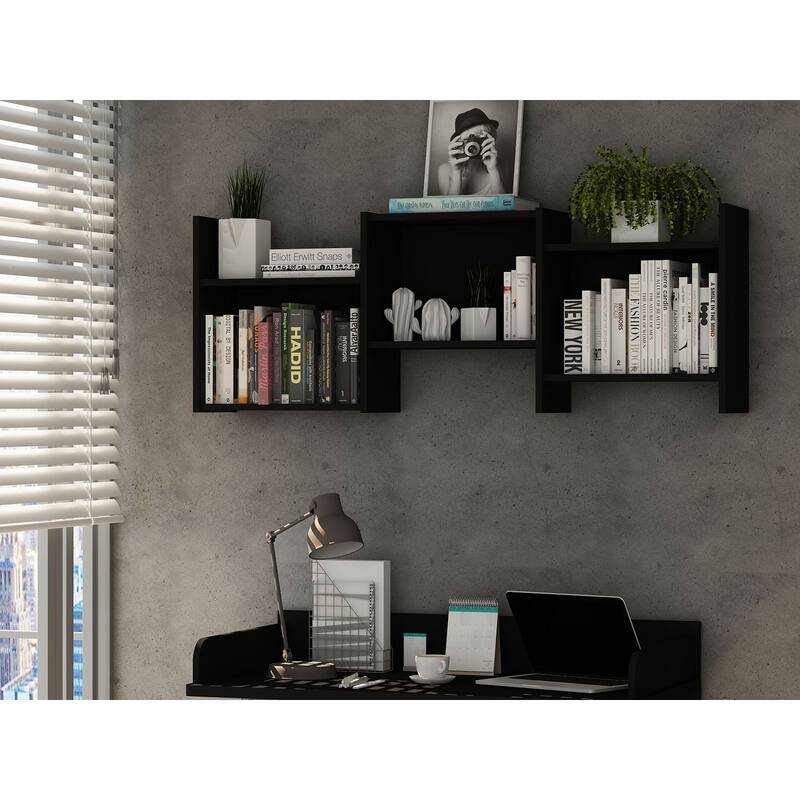 Hampton Zig-Zag Wall Decor Shelves - Black