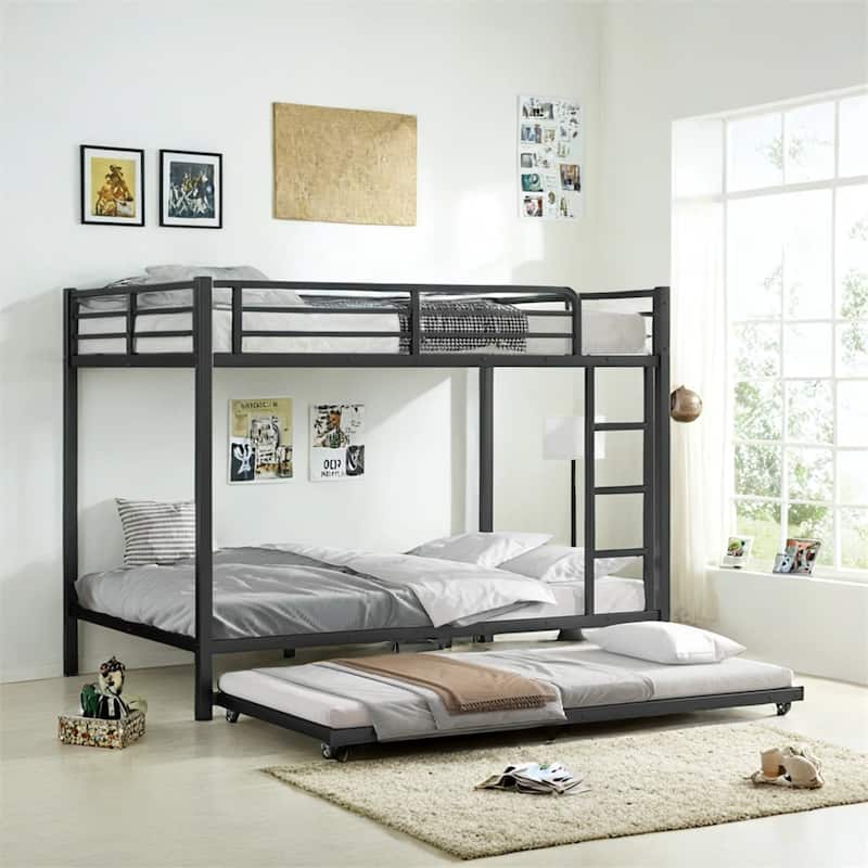 Full Over Full Metal Bunk Bed with Twin Size Trundle