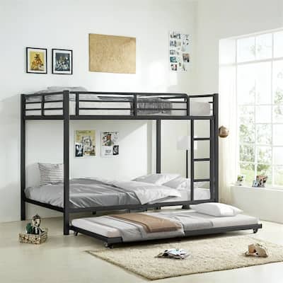 Full Over Full Metal Bunk Bed with Twin Size Trundle