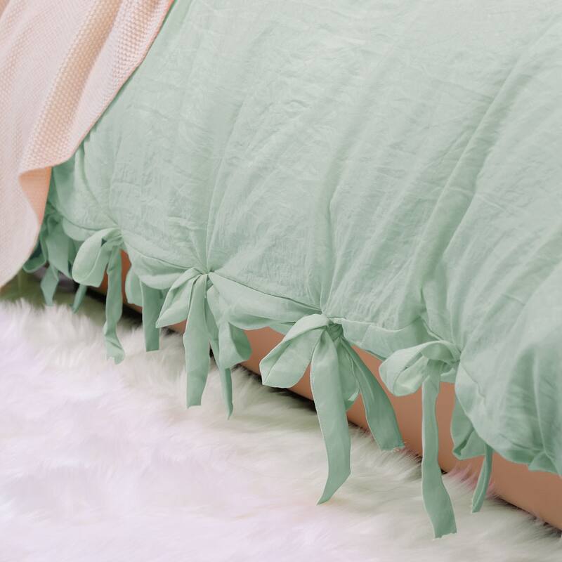 Washed Cotton Bed Strap Duvet/Quilt Cover Sets Single Light Pink