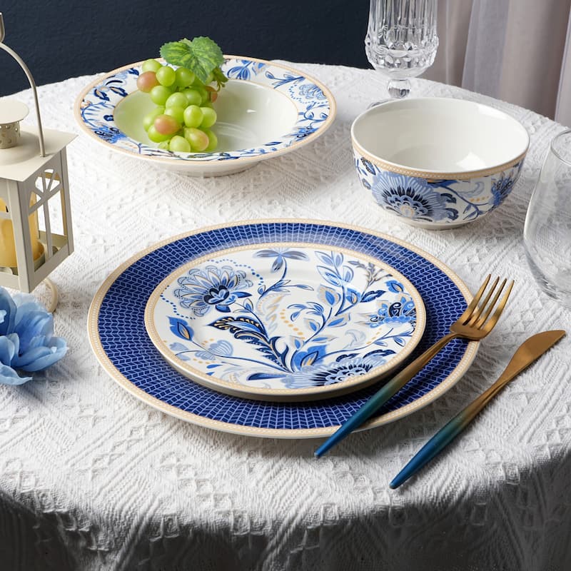 STP Goods Melody of Flowers Bone China Dinnerware Set of 24 for 6 - Set of 24