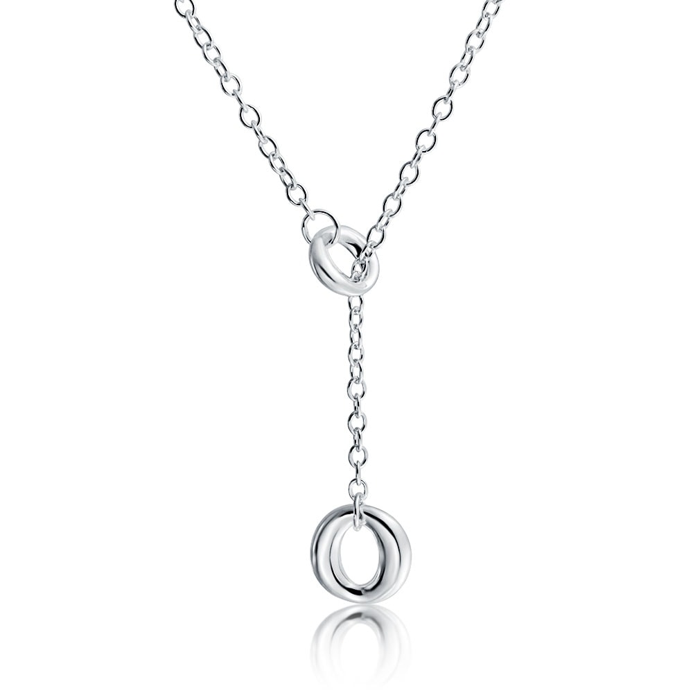Mod Geometric Open Circle Round Disc Lariat Pendant Y Circle Round Disc Lariat Pendant