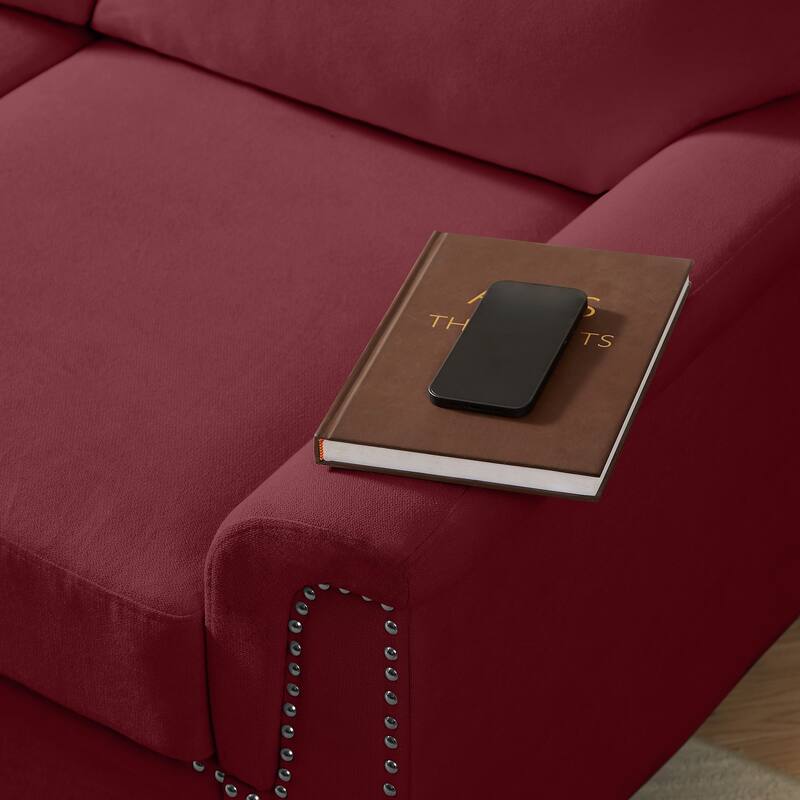 82 Inch Modern 3 Seater Sofa with Snowfleece Fabric, Compressed Upholstered Couch for Living Room Bedroom