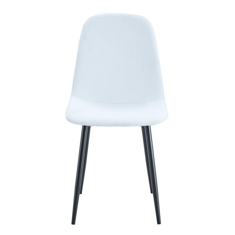 Modern Luxury Simple Dining Chair, Linen Cotton High Rebound Dining Chair with Metal Legs, for Dining Room, 4-Piece Set, White