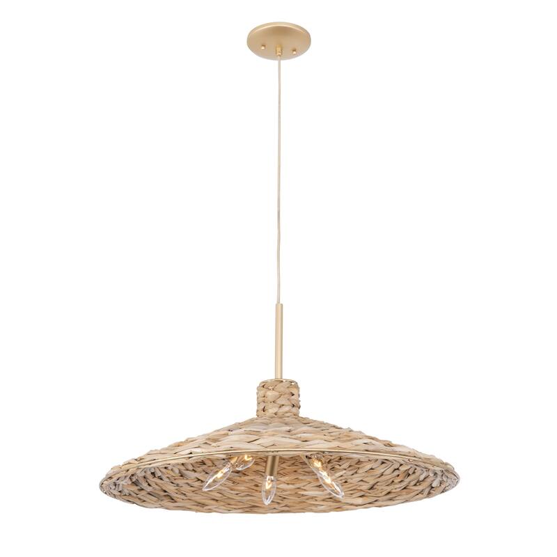Varaluz Hilton Head Pendant Light - French Gold/Natural Seagrass