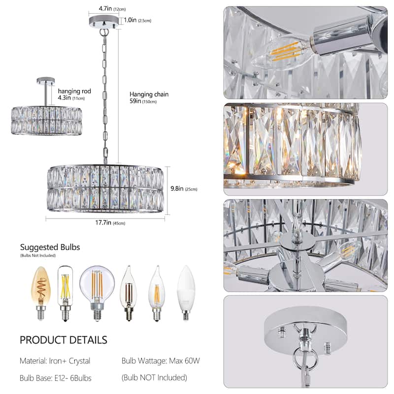 Modern Crystal Drum Chandelier
