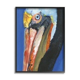 Stupell Bold Blue Pelican Portrait Framed Giclee Art by Jennifer Paxton ...