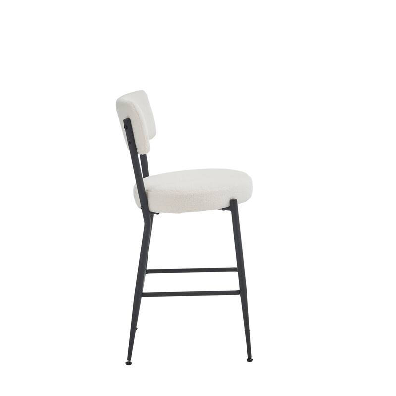 Set of 4 modern teddy fabric upholstered bar stools