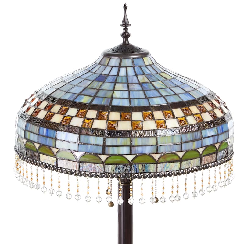 Victoria River of Goods Multicolor Stained Glass Dome Shade 64-Inch Floor Lamp - 18" x 18" x 64"
