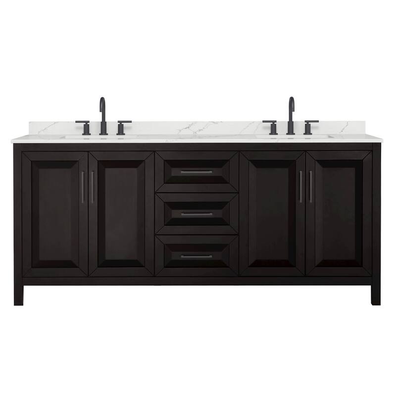 Daria 80-inch Double Vanity, 3 Hole Quartz Top