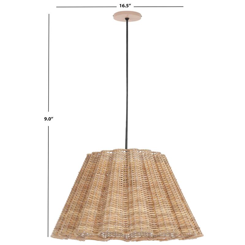 SAFAVIEH Luca 17-Inch Cane Pendant Light, Woven Shade Ceiling Fixture with Hardwired Installation, E27 Bulb Base