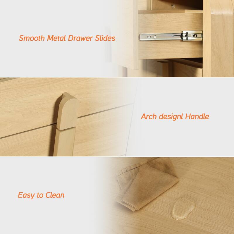 WAMPAT Mid Century 6 Drawer Dresser Set Of 2, 47.2" Modern Chest Of Drawers With Storage, Curved Profile Wood Double Dresser