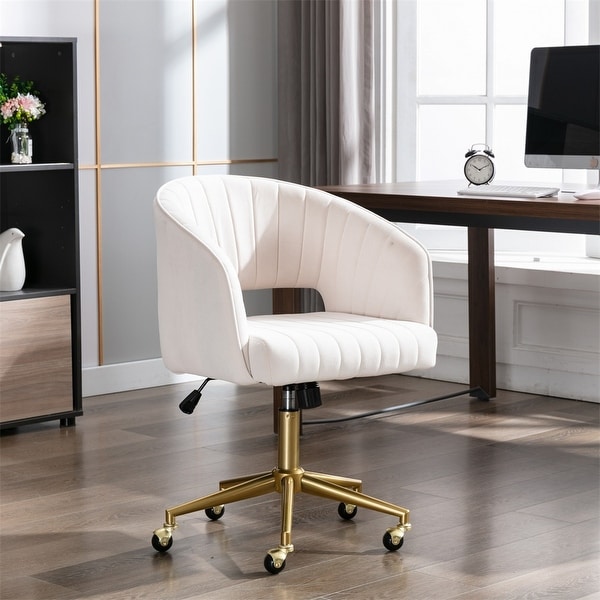 Upholstered Home Office Desk Modern Swivel Accent Chair - N/A. Opens flyout.
