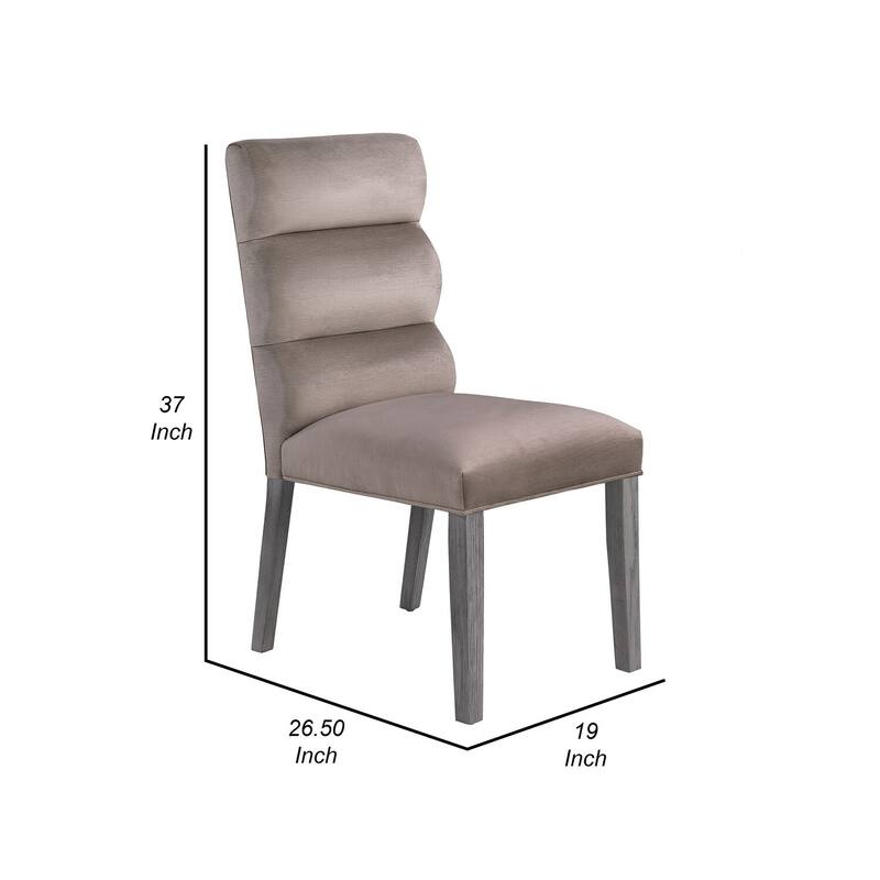 Gray/Ash Gray Fabric Upholstered Wood Frame Dining Chair, Set of 2, Sturdy Dining Chair for Dining Rooms - 17.5