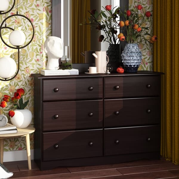 Palace Imports Solid Wood 6-Drawer Double Dresser in Java Palace Imports Solid Wood 6-Drawer Double Dresser in Java