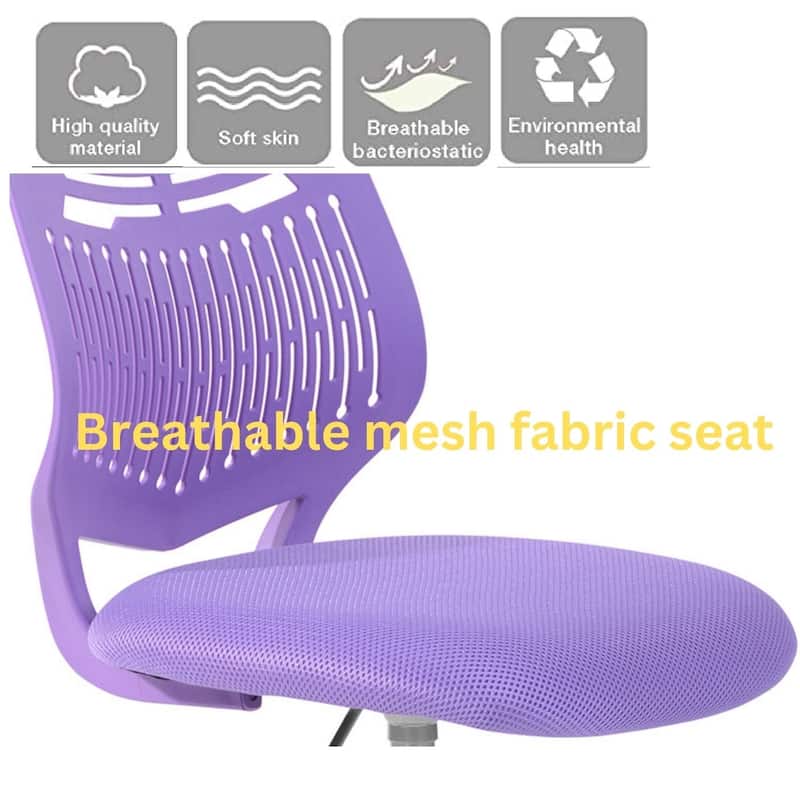 HomyLin Plastic Mesh Adjustable Armless Desk Chair with Rolling Wheels