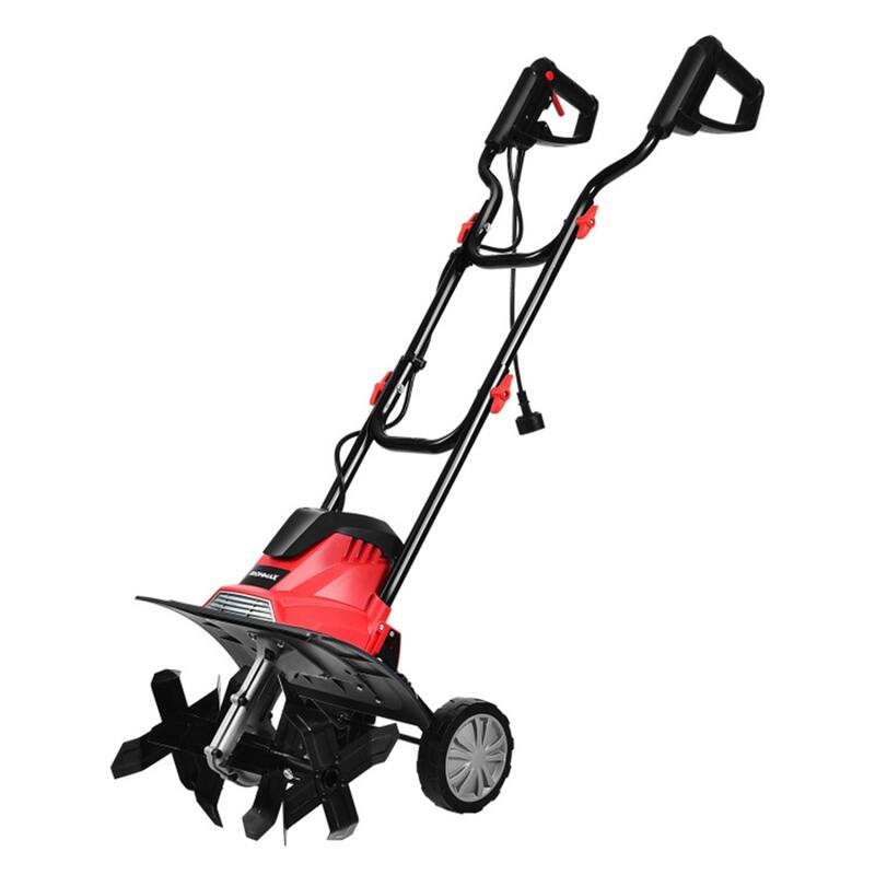 Electric Garden Tiller Cultivator 10 Amp with 14-Inch Working Width and 4 Blades for Soil - 41" x 40" x 14.5" (L x W x H)